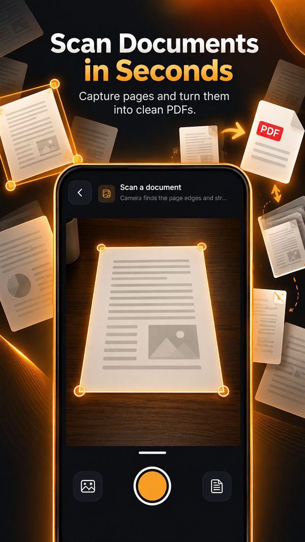 Scanning a document with the camera in PDF Studio